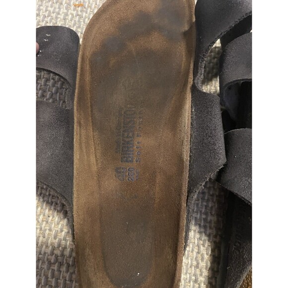 Birkenstock Arizona Sandals Softbed EU 40 260 9 Gray Suede Cork Footbed Slides - Picture 8 of 9